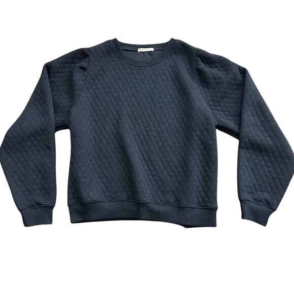 Marine Layer Quilted Puff-Sleeve Sweatshirt Charcoal Gray Women’s Size L - Picture 2 of 4